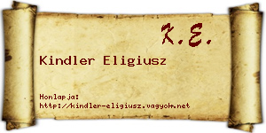 Kindler Eligiusz névjegykártya